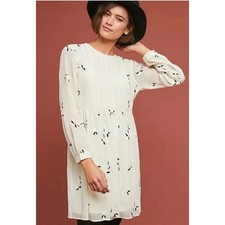 Feather Bone by Anthropologie Feuille Sheer Floral Embroidered Dress Size 2