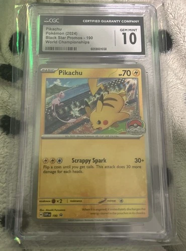 CGC 10 Pokemon Pikachu 2024 World Championships Promo - SVP: 190 Gem Mint 10!!!!