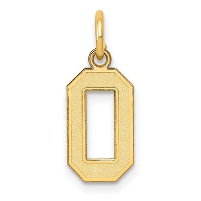 10K Yellow Gold Small Satin Number 0 Charm