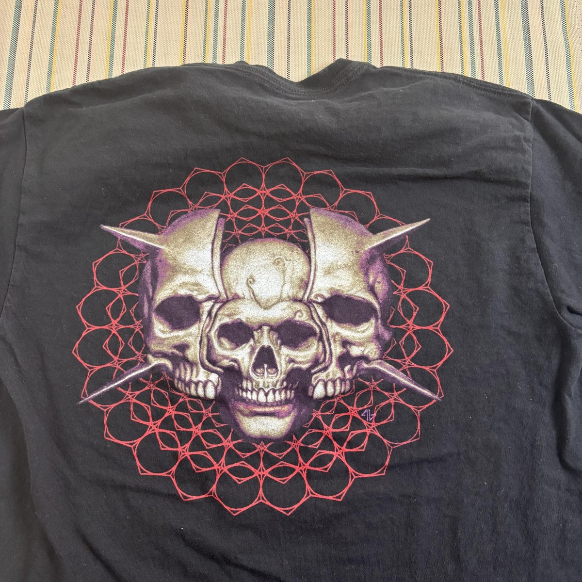 Tool Shirt Mens Medium Black Alex Grey Skull Logo Double Sided 