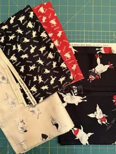 4 FQ Bundle OLIVIA the Pig 2005 Ian Falconer Andover Fabrics OOP Red Blk White