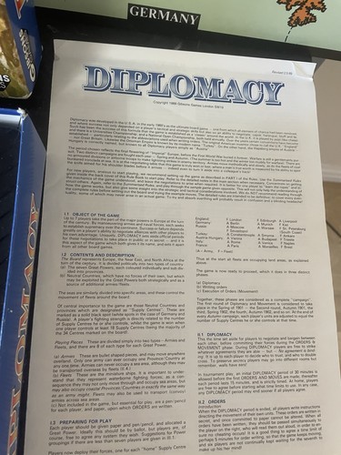 Diplomacy Board Game 1989 Edition Gibsons Complete & Good Condition - Picture 5 of 7