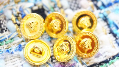     100% VERSACE buttons 6 pieces    MEDUSA HEAD  gold  metal size 14 mm