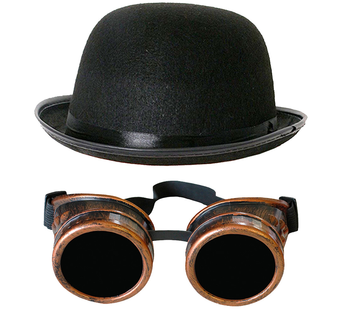 Bowler/Derby Hat Black Velvet Textured Victorian Era Gentleman's