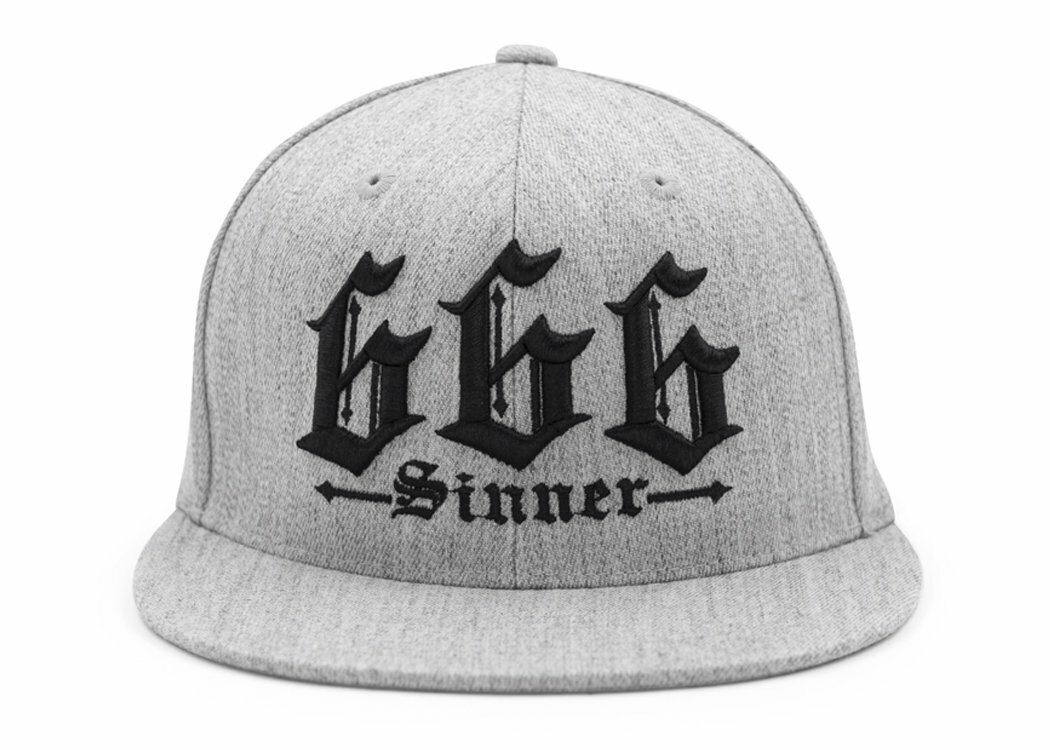 NEW Red Devil 666 SINNER 210 FlexFit Hat GREY/BLACK S/M L/XL #C