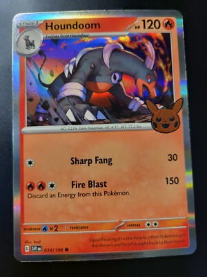 2023 trick or treat pokemon cards Houndoom Trade FOIL Card 34/198 Encased in a durable acrylic holder to highlight the vibrant artwork of this fan Opening NEW Halloween Pokemon Packs