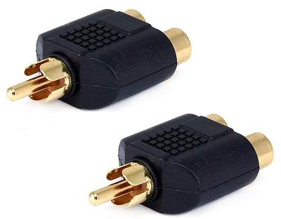 2x RCA Y Splitter 1 Male Plug to 2 Female Jack Adapter Audio Cable Converter 