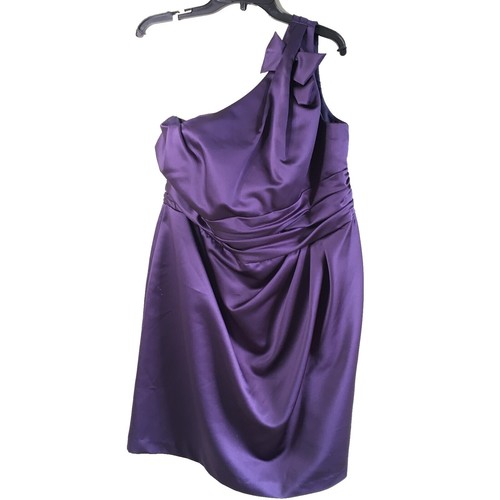 50's Style Long Satin Prom Dress Bridesmaid Gown With Bow Purple Size XL |  eBay
