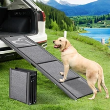 Dog Ramp for Car, 63" Long & 17" Wide Folding Portable Pet Stair Ramp with No...