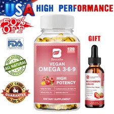 Vegan Omega 3 1360mg Algae Oil   Heart, Brain  Immune Support, 120 Softgels