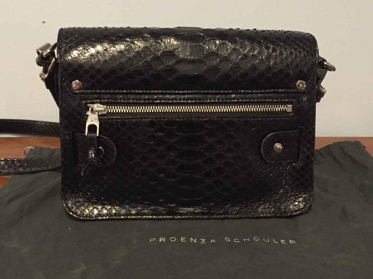 $2630 PROENZA SCHOULER BLACK PYTHON SHOULDER BAG PS11 SNAKESKIN