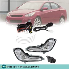 RH+LH Side For 12-17 Hyundai Accent 1.6L Sedan Fog Light Assembly w/Switch+Bulbs