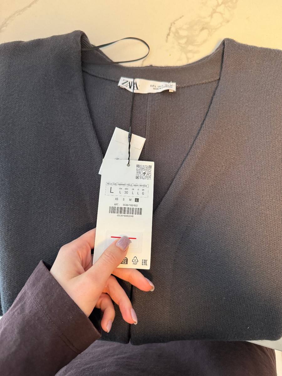 ZARA ブルゾン ZARA NEW GREY KNIT CARDIGAN WITH VOLUMINOUS SLEEVES ALL