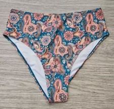 Zaful Multicolor Bikini Bottoms XL US 12-14 High-Rise Paisley NWT