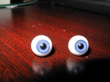 26mm Glass DOLL Eyes BLUE Finest Quality UK Hand Glass NEW OLD STOCK