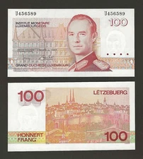 LUXEMBOURG 100 Francs 1993, P-58b, Prefix L Onwards, Original UNC Grade