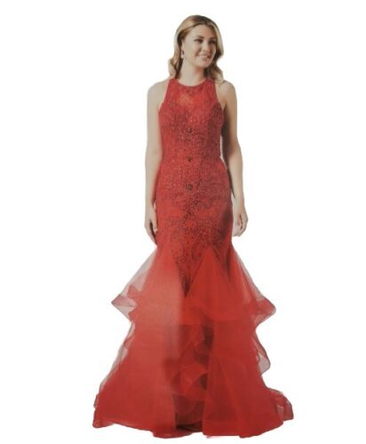 Tiffanys Dominique size 4 Red prom dress evening dress BNWT - Afbeelding 1 van 16