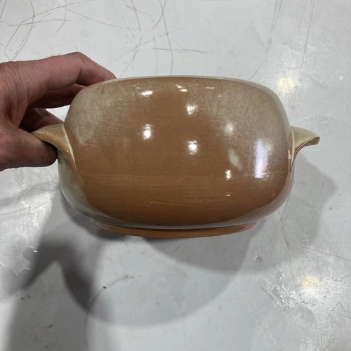 Frankoma Pottery 4V Planter Vase gold brown