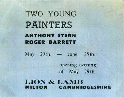SYD BARRETT Art Exhibition Ticket 1964 Lion & Lamb, Milton CAMBS 5''x3.5'' reprint