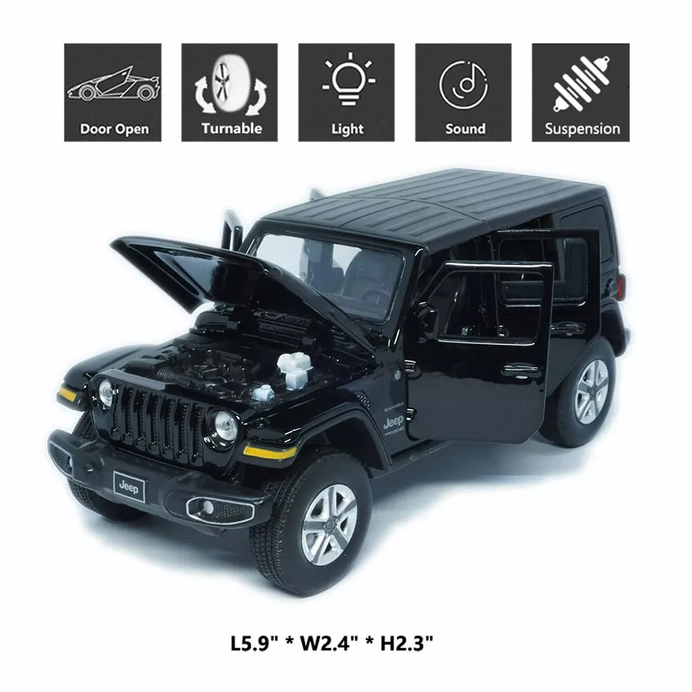 Jeep Wrangler Sahara Off-road Vehicle 1:32 Model Car Diecast Toy Kids Gift Black