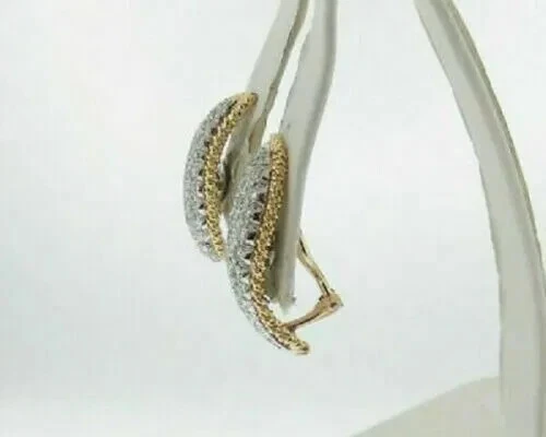 Women's 1 CT Round Cut Simulated Diamond Stud Earrings 14K Two Tone Gold Plated - Image 4 of 4