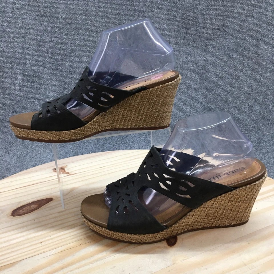 Босоножки женские Cobb Hill от New Balance ширина 9 Maegan шлепанцы черные кожаные на танкетке - Изображение 2 из 4