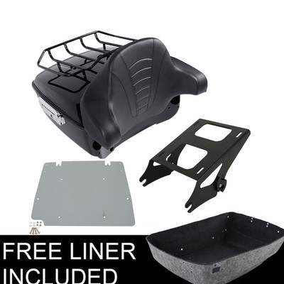 Black King Pack Trunk Pad Mount Rack Plate For Harley Tour Pak Touring 14-Up US