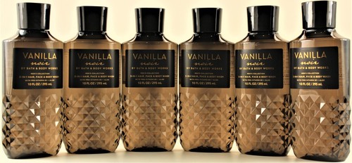 QTY 6 - Bath & Body Works Men's VANILLA NOIR 3-1 Hair Face Body Wash Gel 10oz