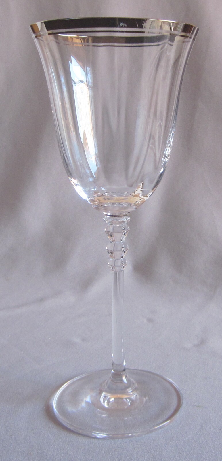 Water Goblet Glass Mikasa Crystal Sonata Platinum Pattern 8 1/4