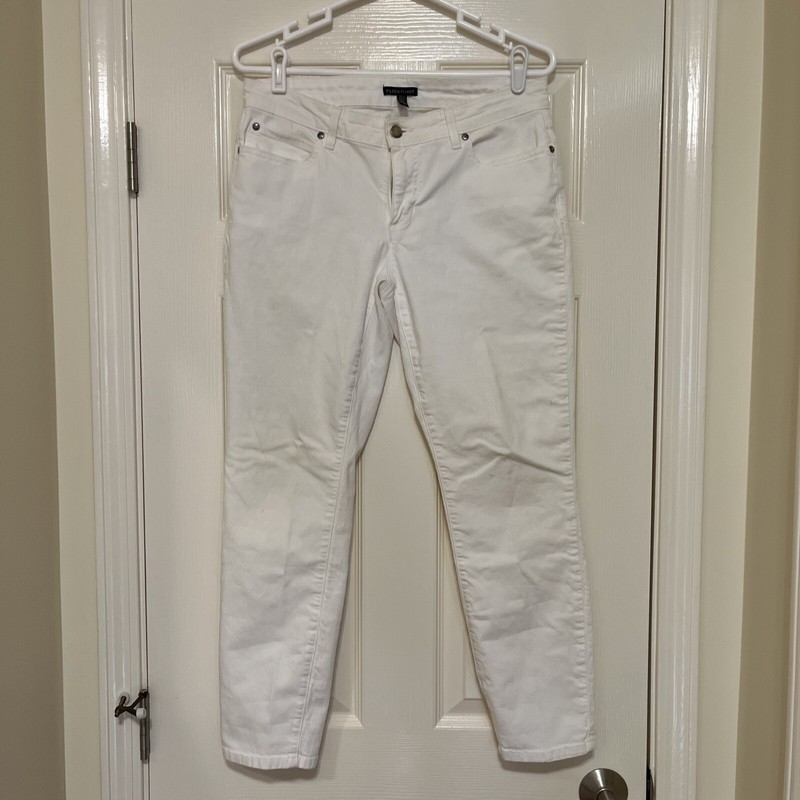 Eileen Fisher White Slim Ankle Jean 