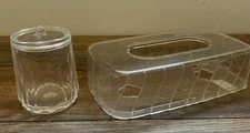 Clear Plastic Tissue Box Holder & Q tip holder Clear Plastic 