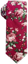 May Lucky Men's Skinny Tie Floral Print Cotton Necktie Slim Floral Ties for Wedd
