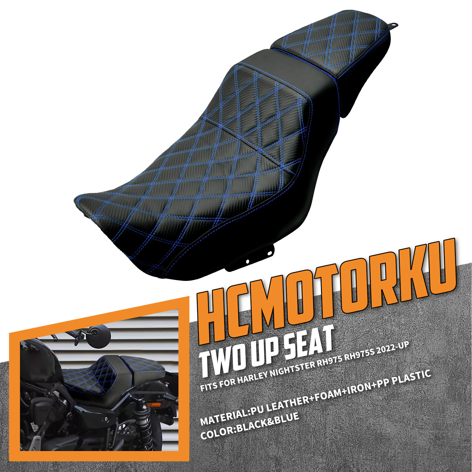 Driver Passenger Seat Blue Stitching For Harley 2022-2025 Nightster RH975S RH975