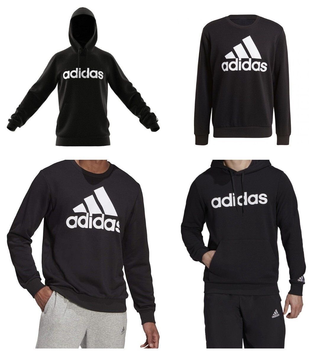 adidas Sweatshirt Hooded Sweat Top Jumper Pullover Mens Size