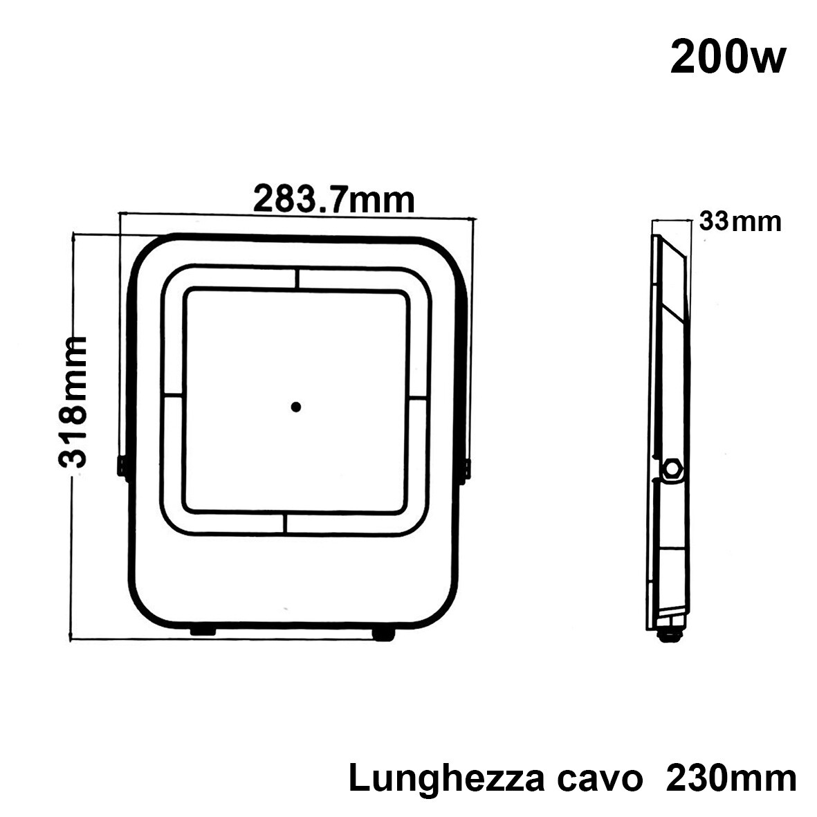 Faro Proiettore LED 200W FE100-200W - Recensione e Specifiche - 2