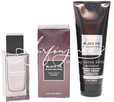 Bath  Body Works Black Tie Men's Collection Cologne 3.4 oz Body Cream Lotion 2p