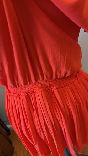 Abito boho chic blouson plissettato Joie nuovo con etichette taglia XXS arancione corallo splendido! - Foto 7 di 10