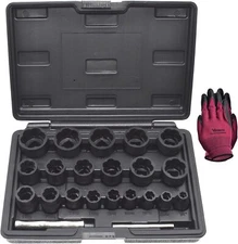 22 Pcs Bolt Nut Extractor Set, Yuesstloo 1/2" and 3/8" Drive Wheel Full Size 