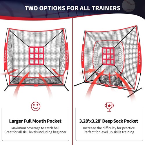 Portable 7x7 ft Baseball & Softball Training Net with Adjustable Batting Tee - Picture 10 of 11