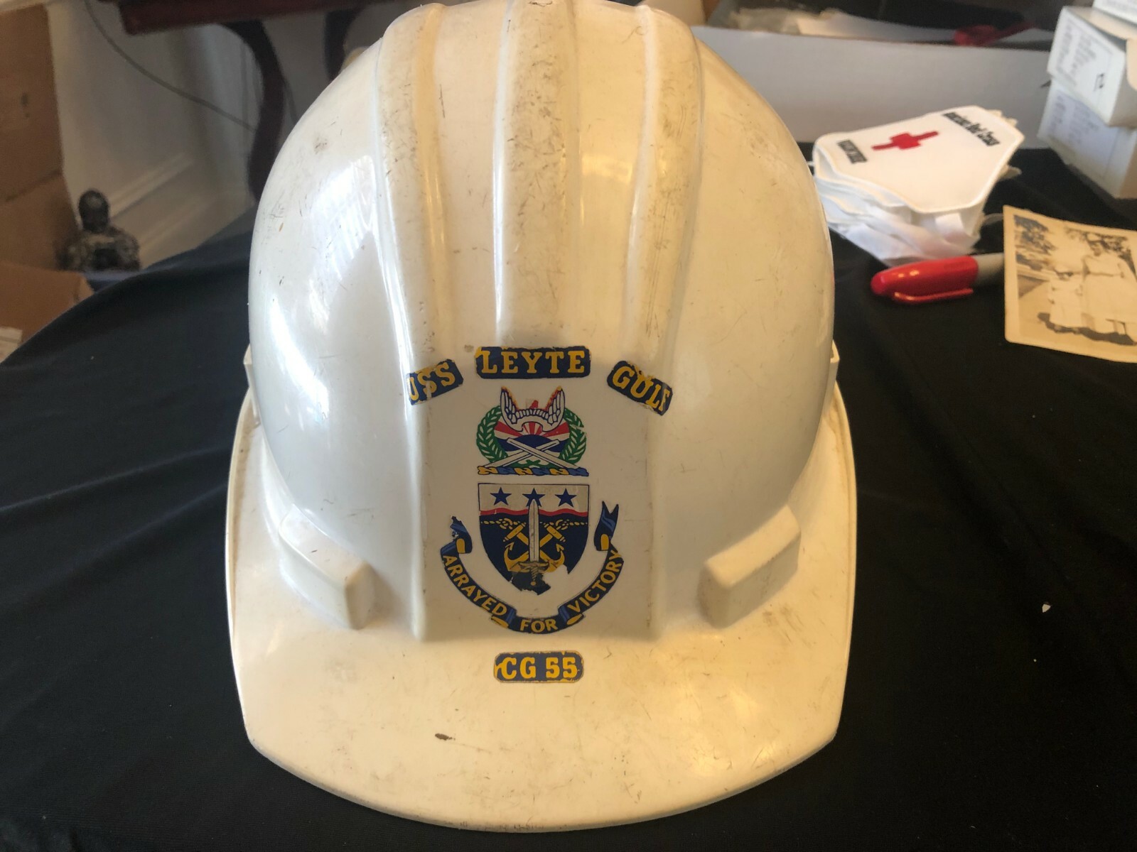 USS LEYTE GULF NAVY HARD HAT WORKER OWNED CG55 MSCS V… Gem