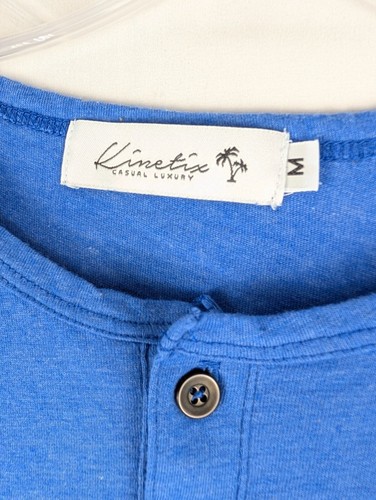 Kinetix Shirt Mens Medium Heather Blue Short Sleeve Henley T-Shirt - Picture 4 of 9