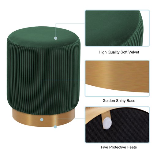 Duhome Velvet Round Ottoman Modern Luxurious Footrest Vanity Stool 1 Pcs - Picture 40 of 50