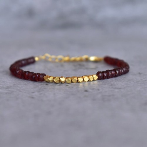 A+ Golden Pyrit & Granat 2 multi facettierte Rondelle Edelstein Perlen Armband 6-8" - Bild 7 von 10