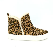 Sole Society Womens Teagan Ankle Bootie Side Zip Multicolor Leopard Print Sz 8 M