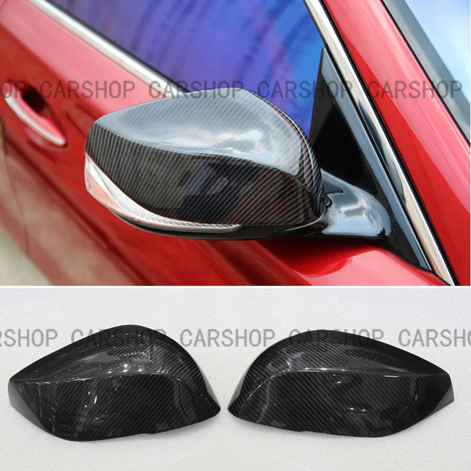 Cubierta de espejo retrovisor lateral de fibra de carbono real para INFINITI Q50 Q60 Q70 QX30 14-22 Foto 2 de 4