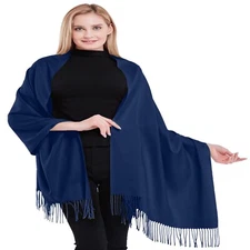 CJ Apparel Navy Blue Thick Solid Color Cotton Blend Shawl Seconds Pashmina *NEW*