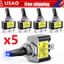 5x Blue LED Light 3Pin Rocker Toggle ON/Off Switch 30A 12V for Car Boat Marine