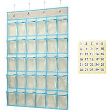 30 Pockets Classroom Pocket Chart for Cell Phone 33.5x24.5 Inch Beige