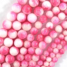 Malaysia Magenta Colored Jade Round Beads Gemstone 15" Strand 6mm 8mm 10mm