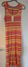 Love And Roses Striped Summer Maxi  Dresss Size L